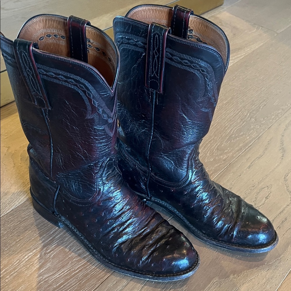 Lucchese cowboy rider Ostrich Quill leather boots size 8